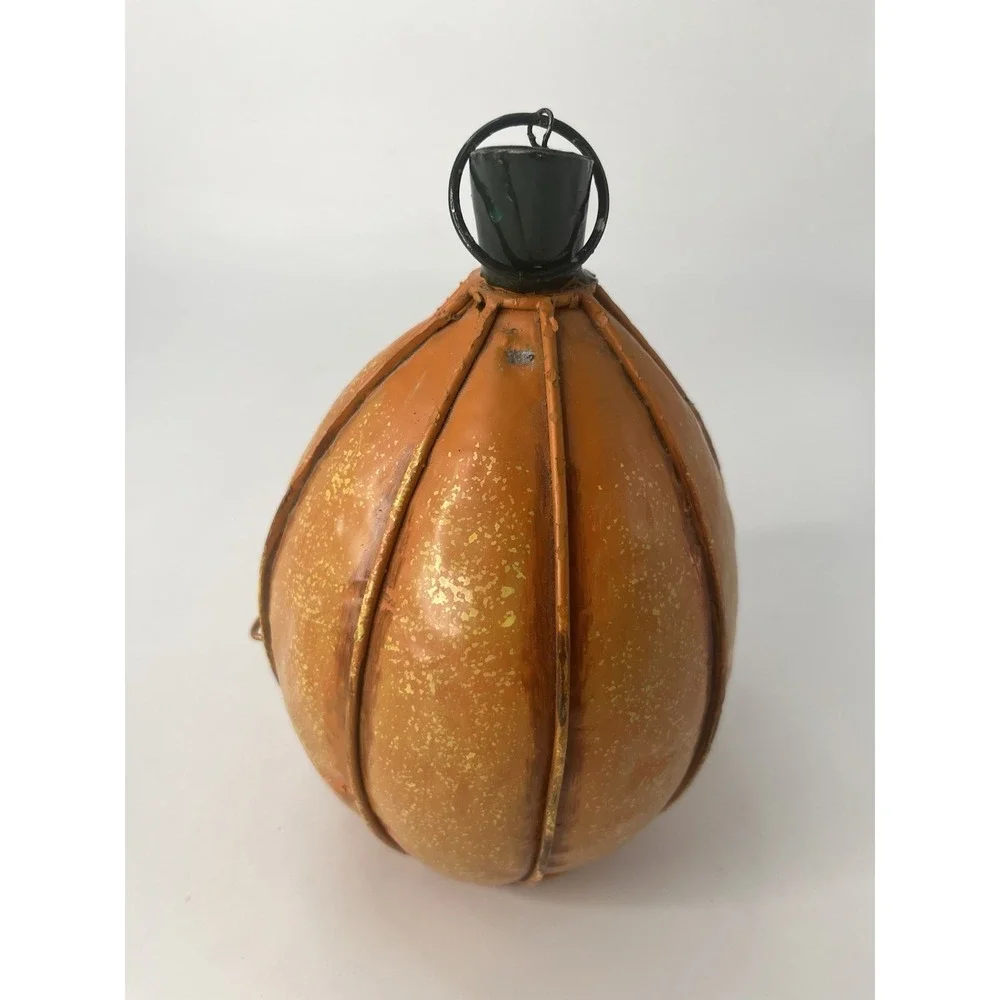 Vintage Pumpkin Bird Feeder Orange Tin Fall Decor